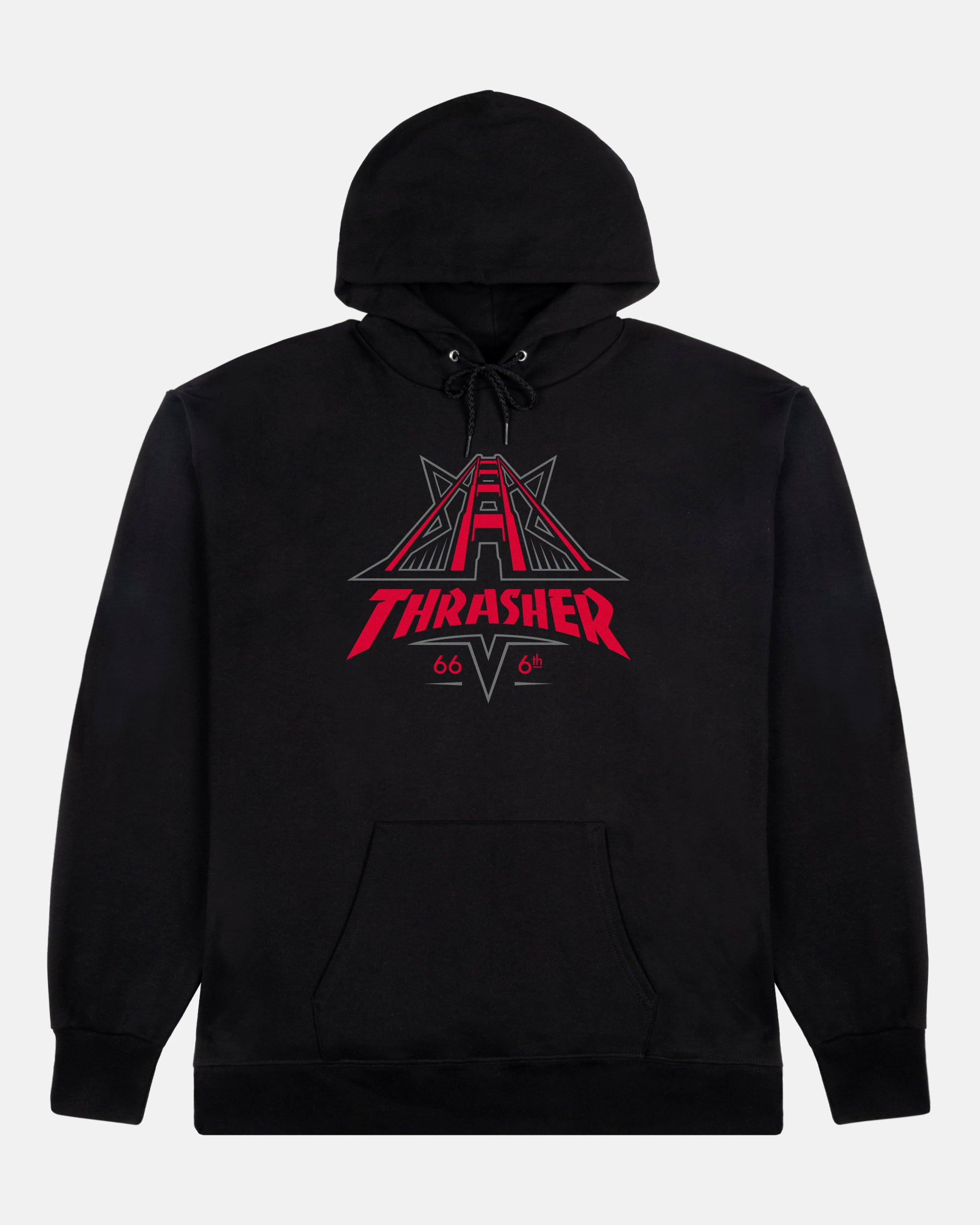 Thrasher Golden Gate felpa nera cappuccio cotone