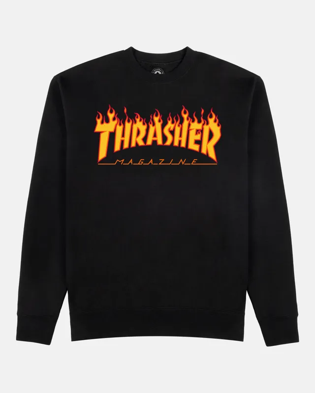 Thrasher Flame felpa girocollo nera misto cotone