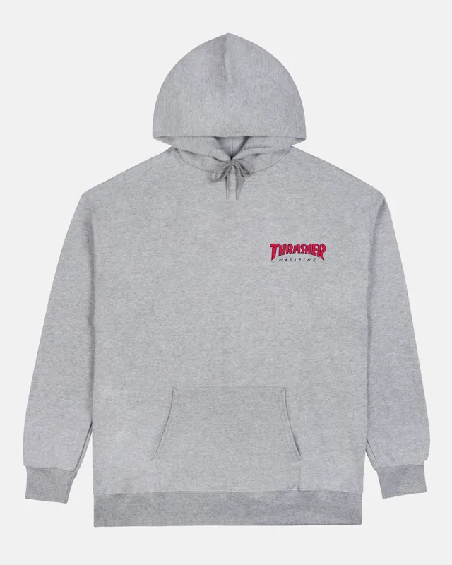 Thrasher Little Outline felpa grigia cappuccio cotone