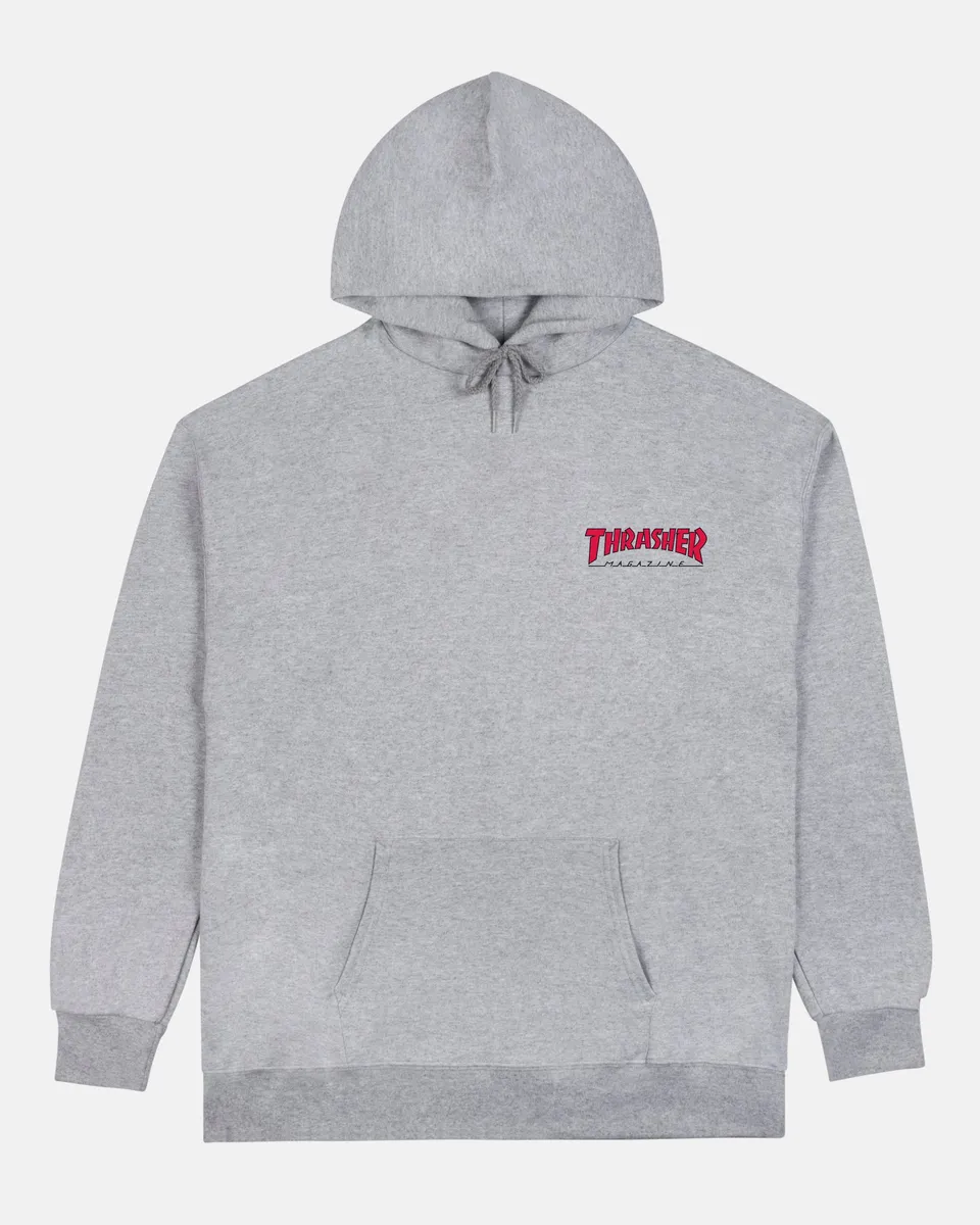 Thrasher Little Outline felpa grigia cappuccio cotone