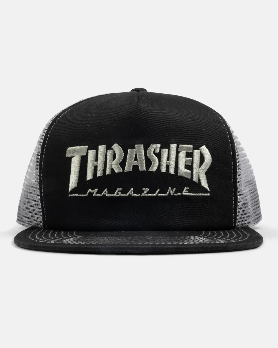 Thrasher Mag Logo cappellino trucker nero grigio cotone