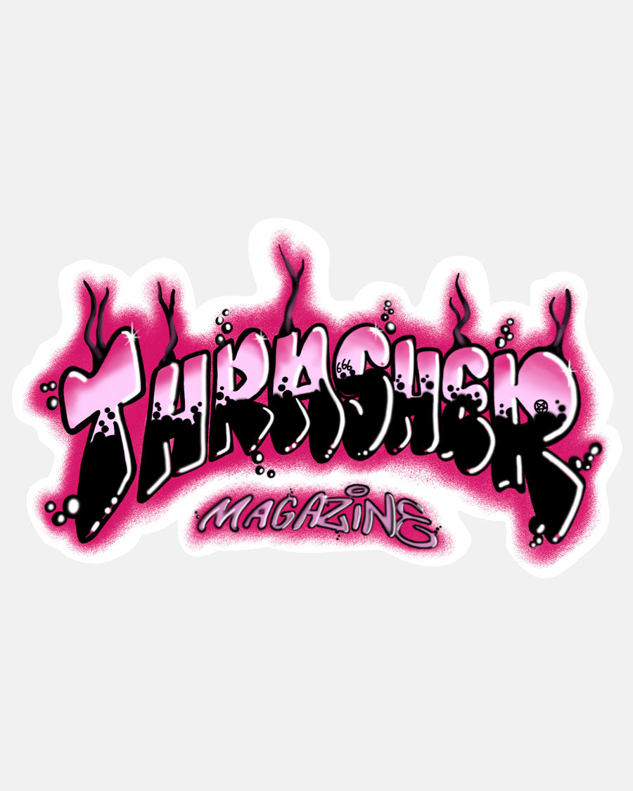Thrasher Airbrush Sticker rosa adesivo 15x9 cm