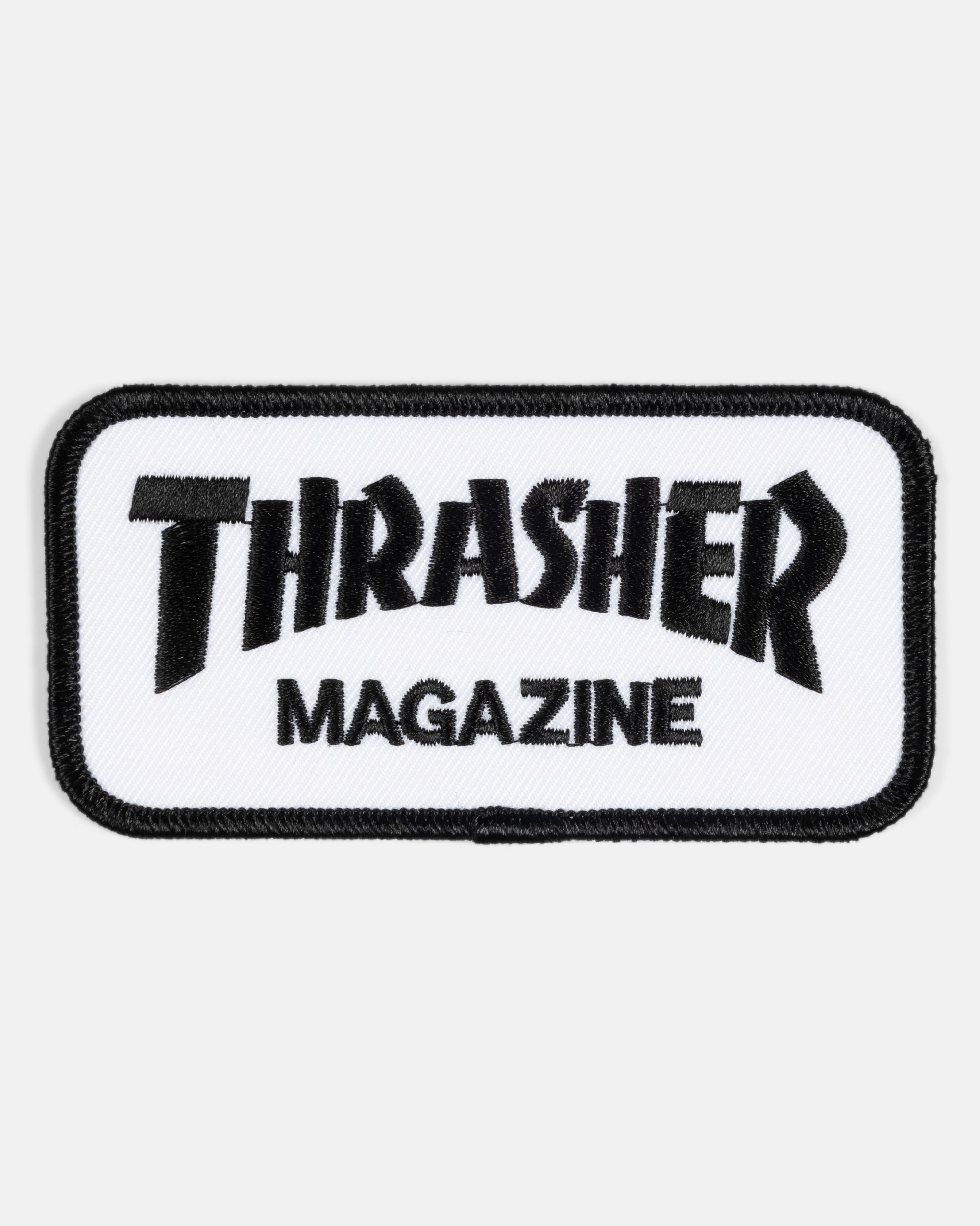 Thrasher Magazine Logo patch bianco nero ricamata