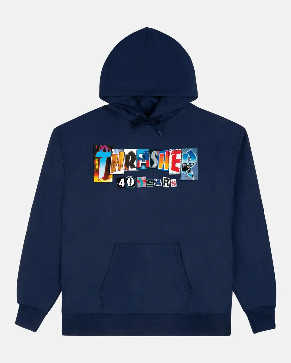 Thrasher 40 Years Hoodie felpa cappuccio navy cotone