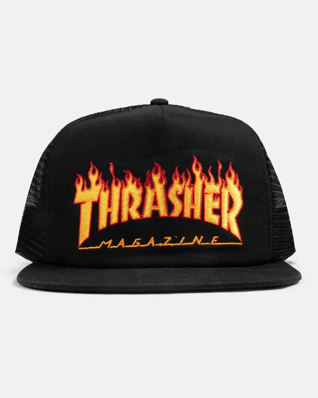 Thrasher Flame Trucker cappellino nero in cotone poliestere