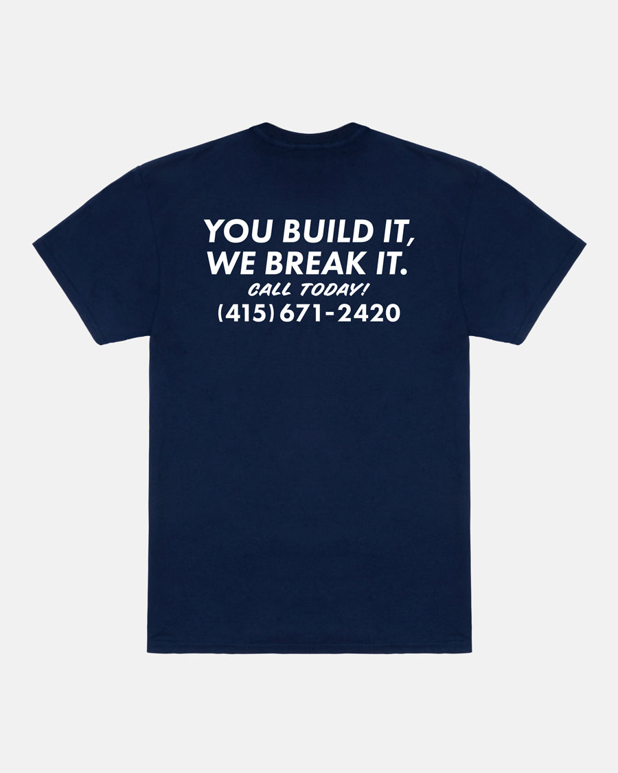 Thrasher Destruction T-Shirt Maglietta Navy Cotone