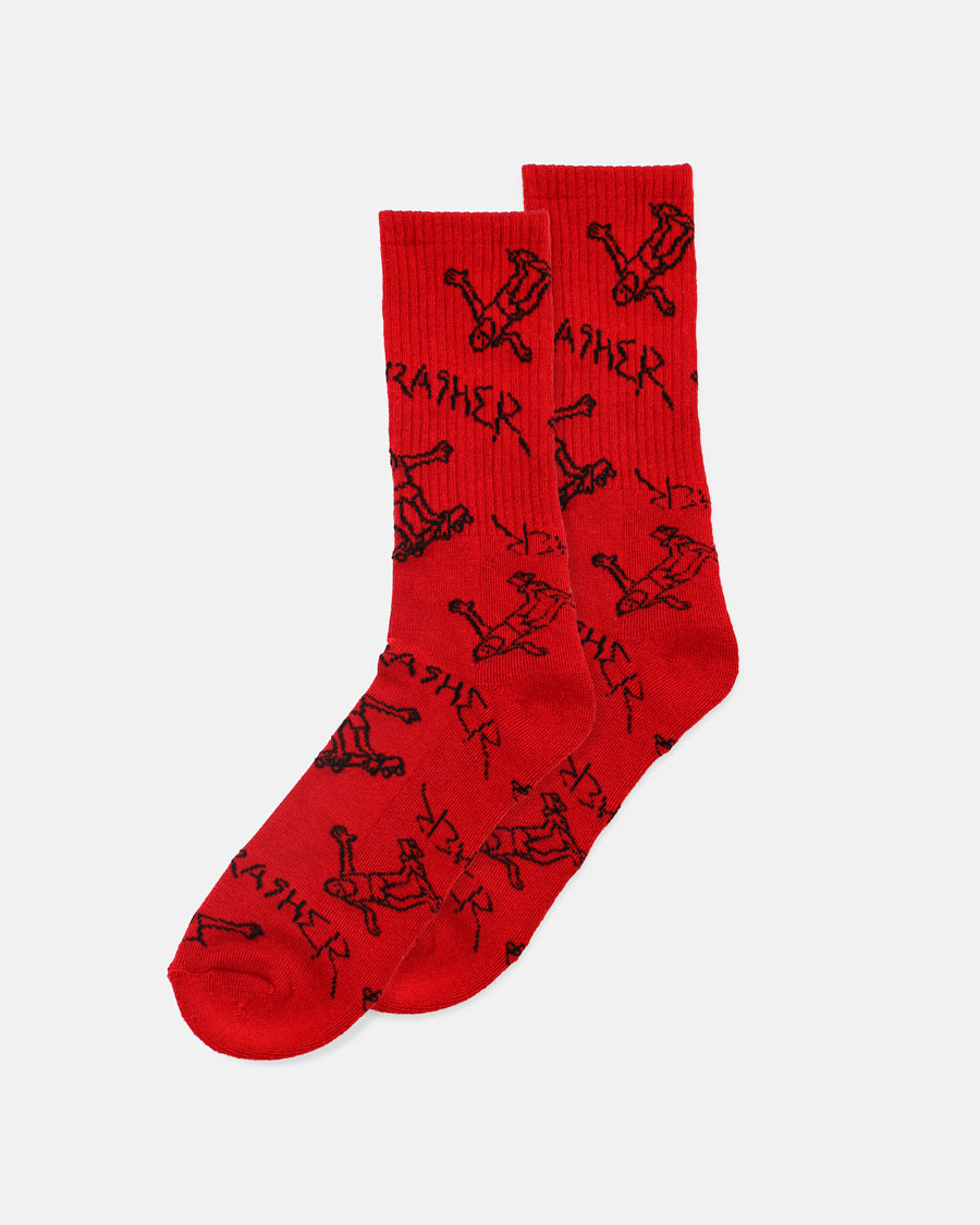 Thrasher Gonz Crew calzini rossi neri unisex