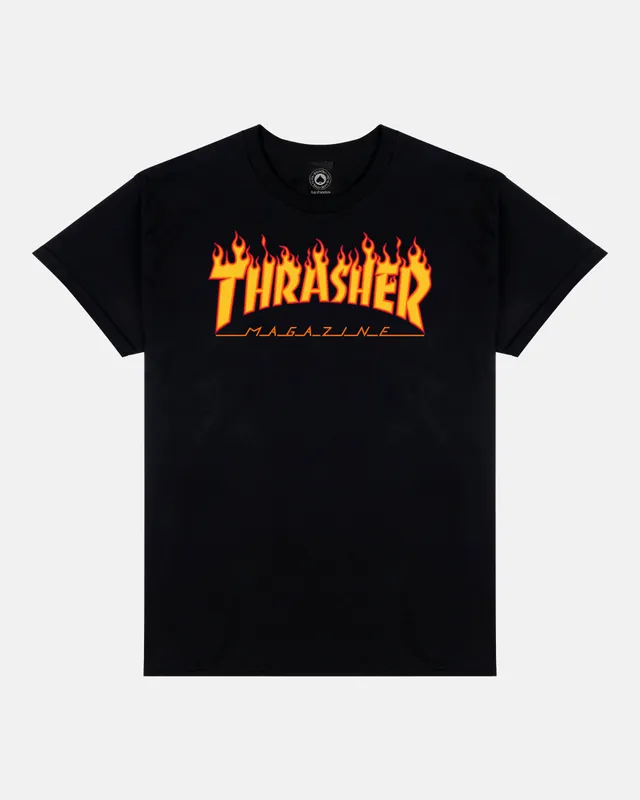 Thrasher Flame Youth t-shirt maglietta nera cotone ragazzo