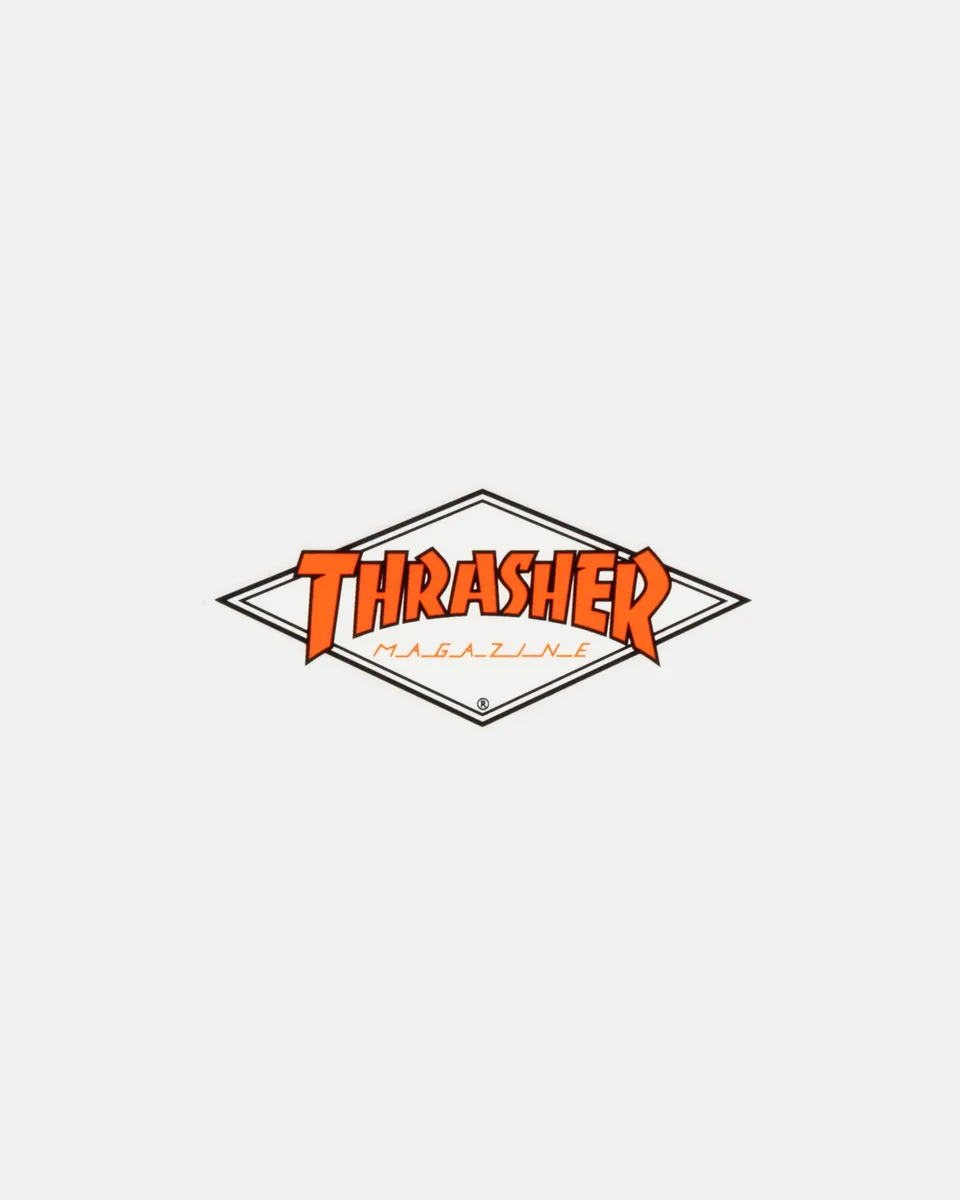Thrasher Diamond Sticker adesivo bianco 10 cm
