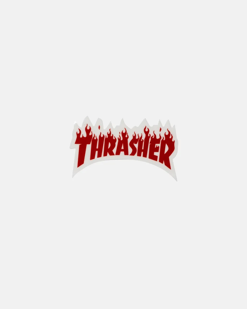 Thrasher Flame adesivo rosso fustellato skate