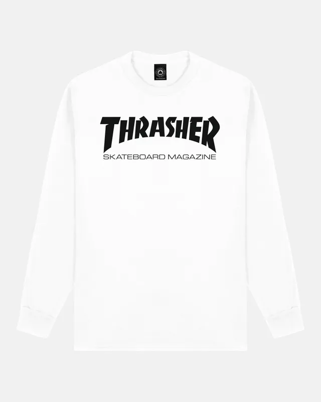 Thrasher Skate Mag maglia manica lunga bianca 100% cotone