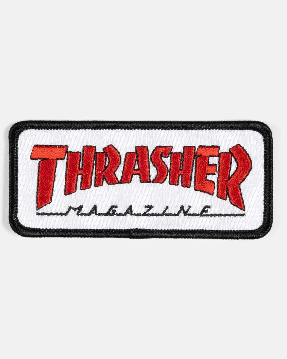 Thrasher Outlined patch ricamata bianca rossa