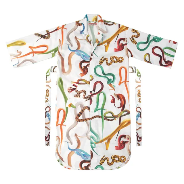 TOILETPAPER Snakes White camicia da notte satin cotone