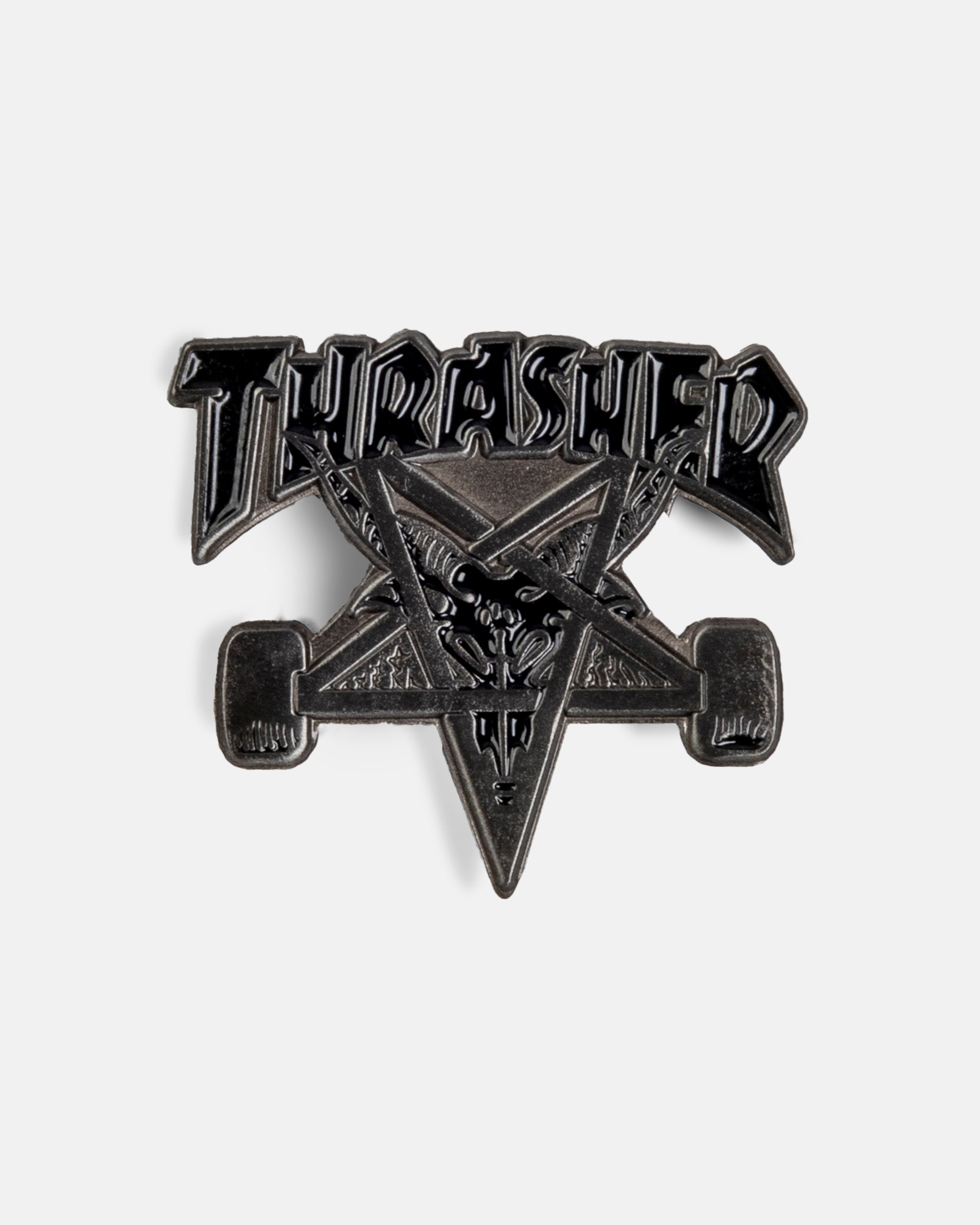 Thrasher Skategoat spilla smaltata argento 2,5 cm