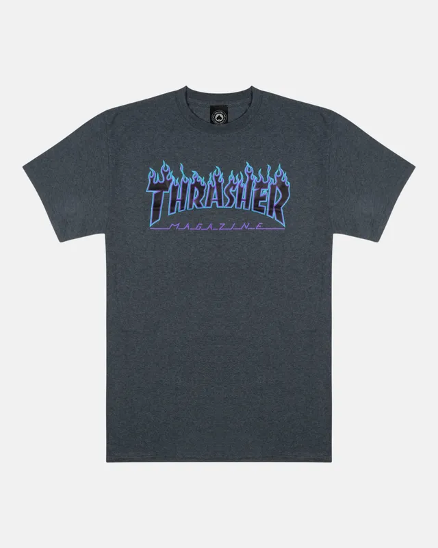 Thrasher Flame T-Shirt Maglietta Grigio Scuro Cotone