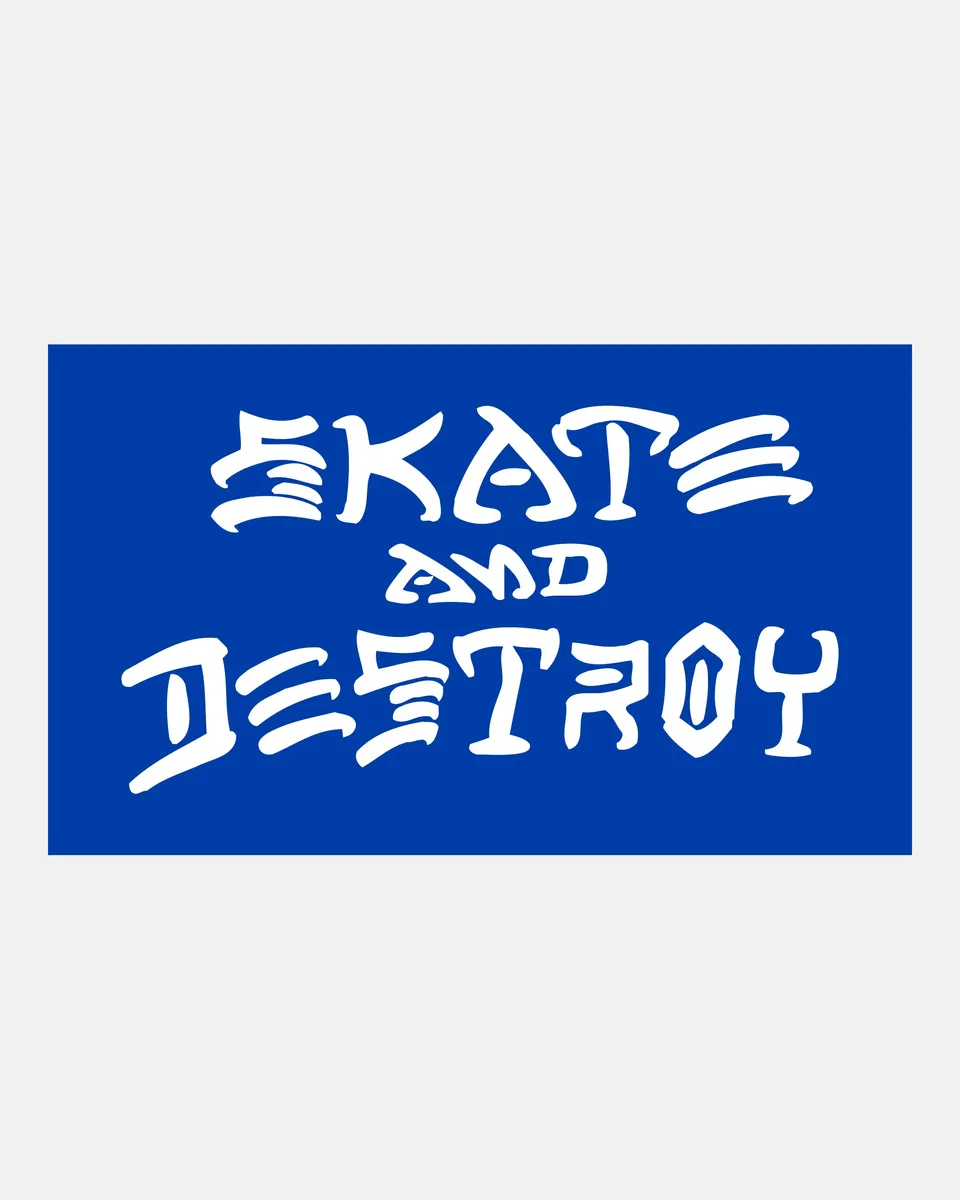 Thrasher Skate and Destroy adesivo blu bianco
