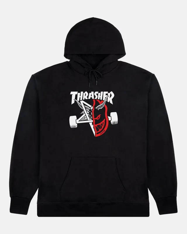Thrasher x Spitfire Thrash & Burn Felpa Nera in Cotone