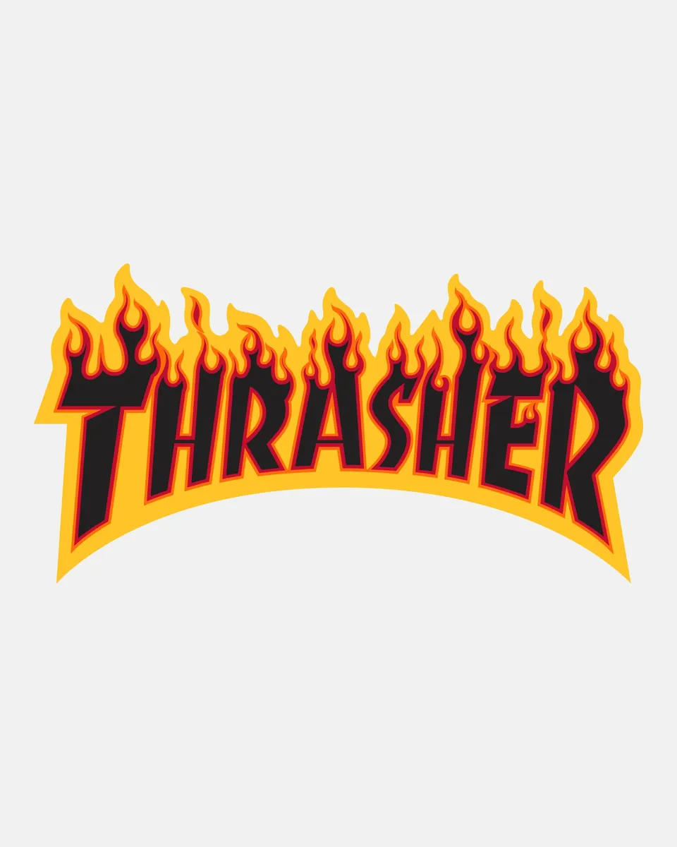 Thrasher Flame Sticker adesivo nero 15 cm