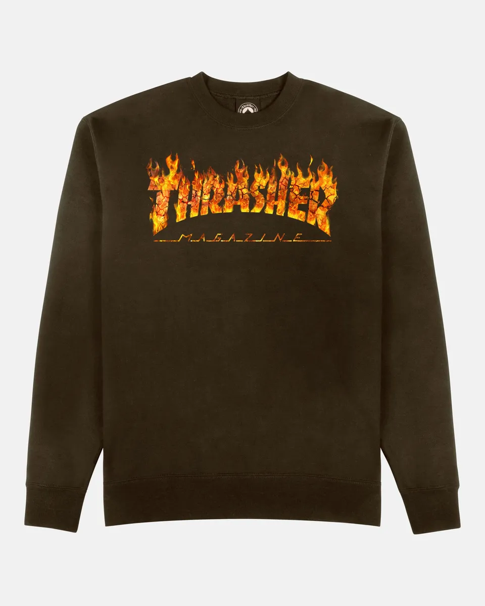 Thrasher Inferno felpa girocollo dark chocolate