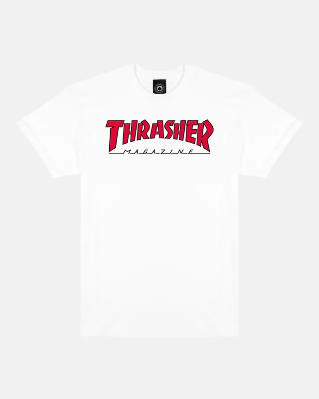 Thrasher Outlined t-shirt bianca rossa 100% cotone