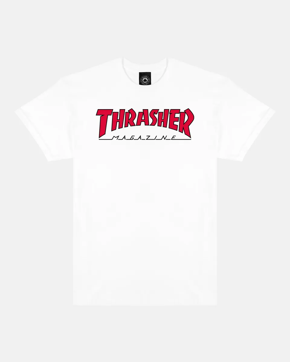 Thrasher Outlined t-shirt bianca rossa 100% cotone