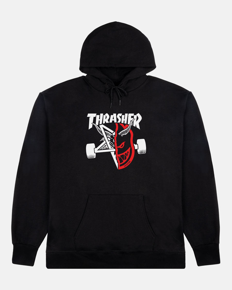 Thrasher x Spitfire Thrash & Burn Felpa Nera in Cotone