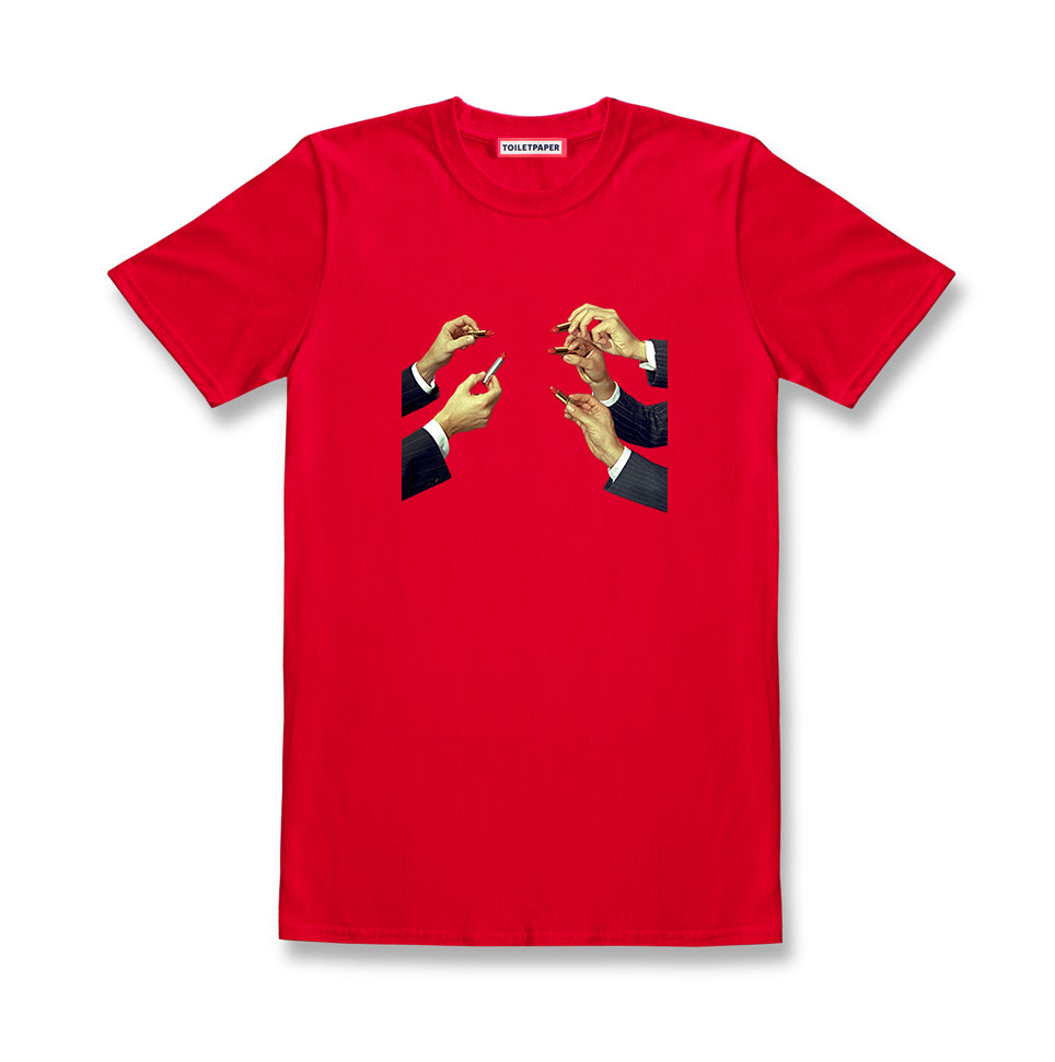 TOILETPAPER Lipstick t-shirt cotone bianca rossetti