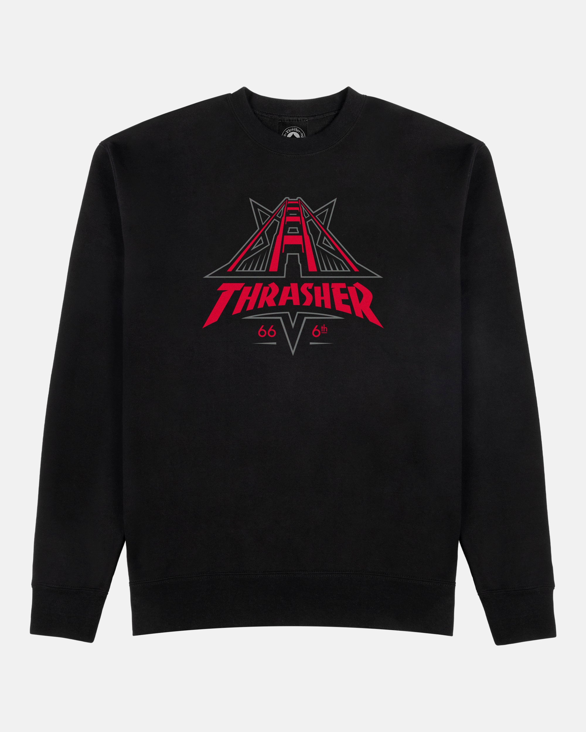 Thrasher Golden Gate felpa girocollo nera misto cotone