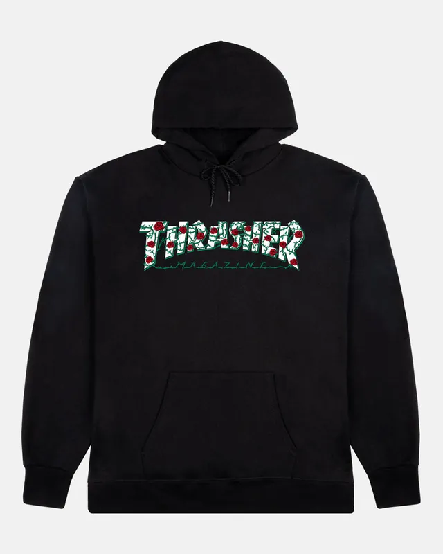 Thrasher Roses felpa con cappuccio nera misto cotone