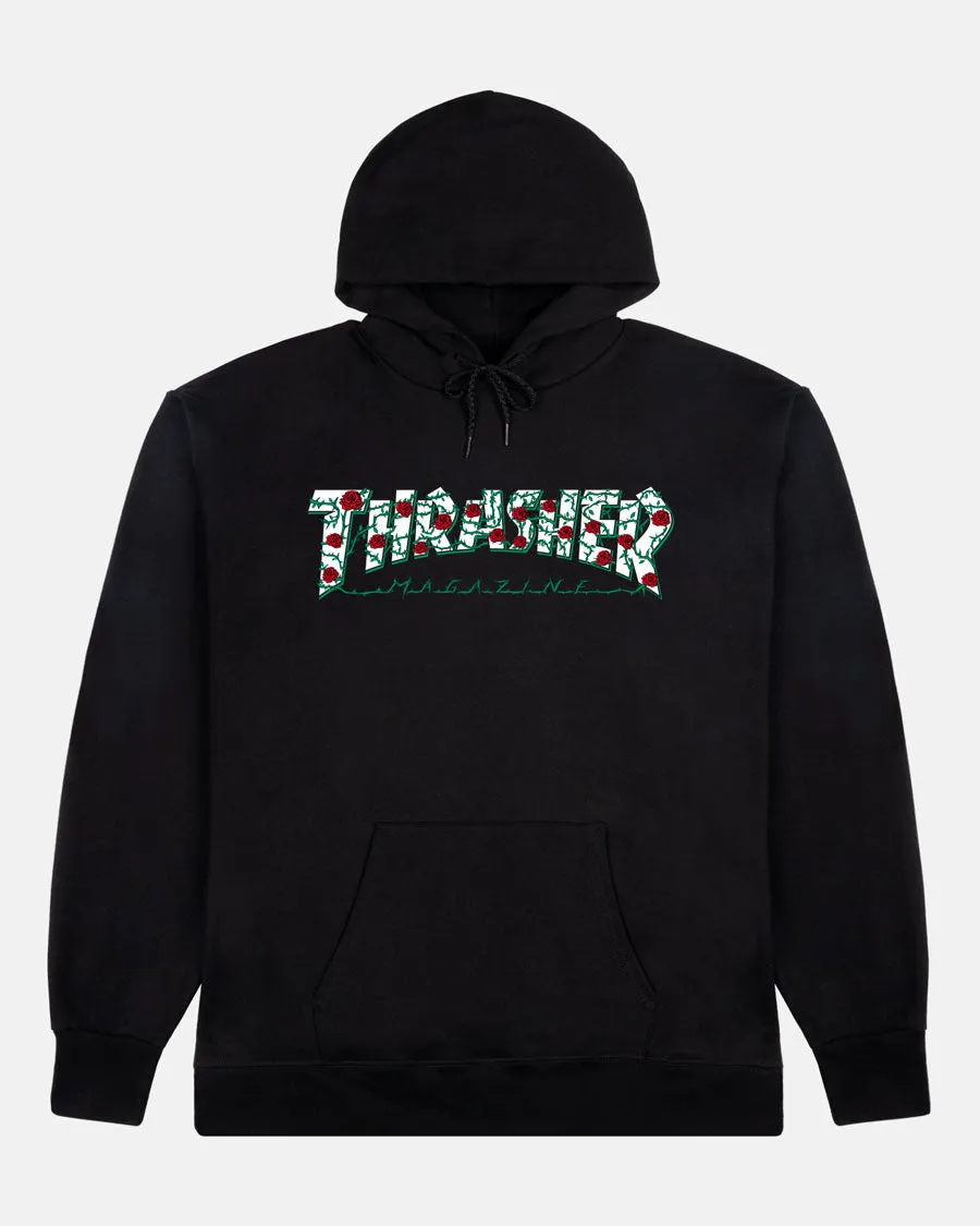 Thrasher Roses felpa con cappuccio nera misto cotone