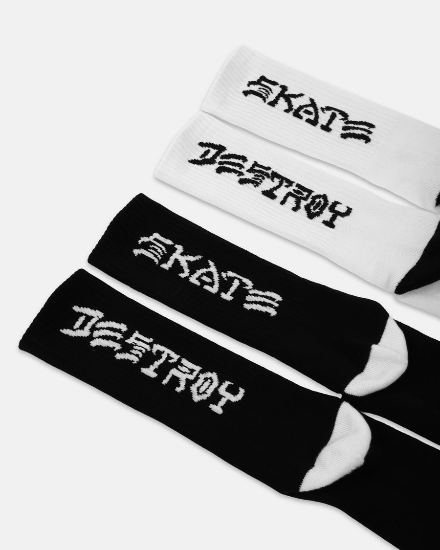 Thrasher Skate and Destroy calzini 2 pack nero bianco ammortizzati