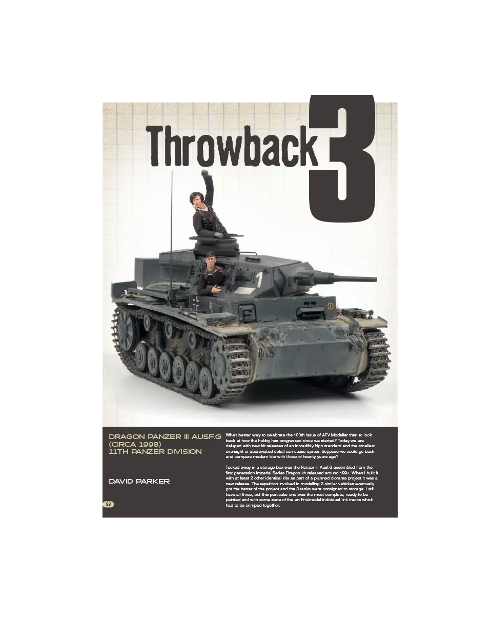AFV Modeller AFV 100 Throwback Three articolo PDF corazzati