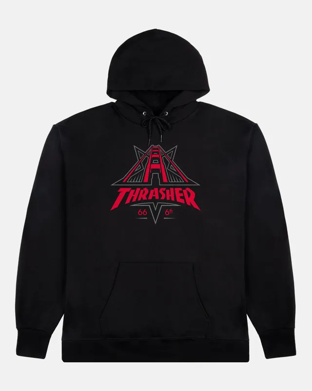 Thrasher Golden Gate felpa nera cappuccio cotone