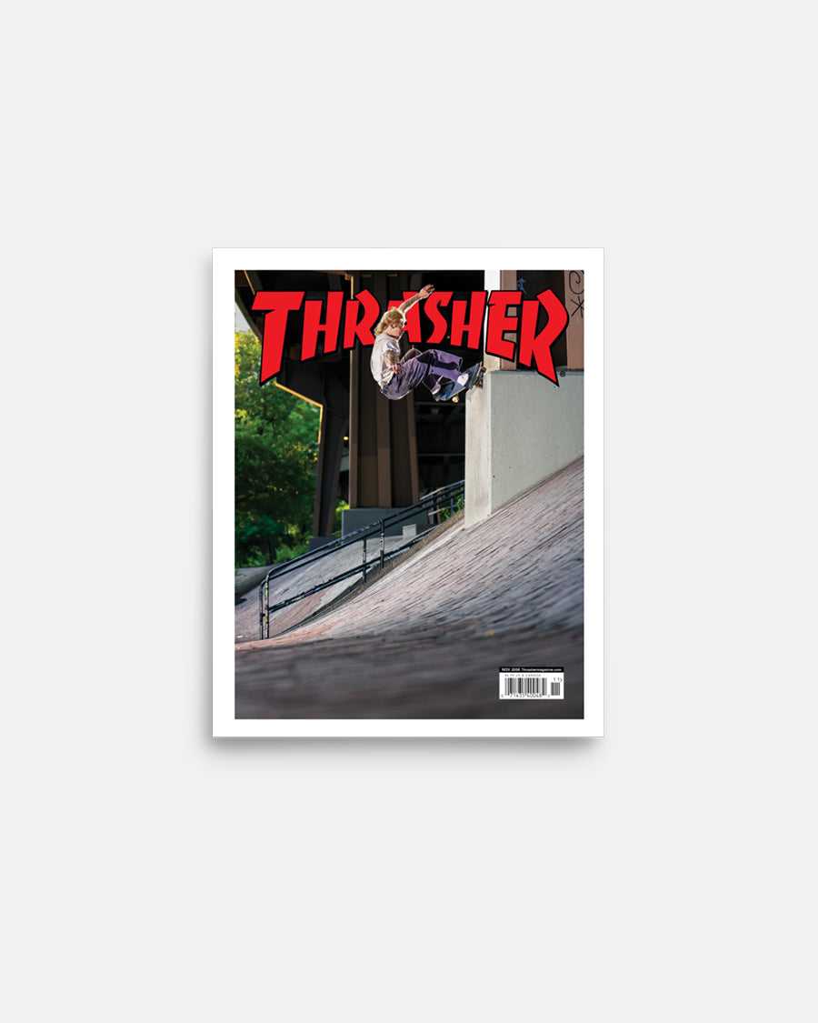 Thrasher November 2026 poster finitura lucida opaca