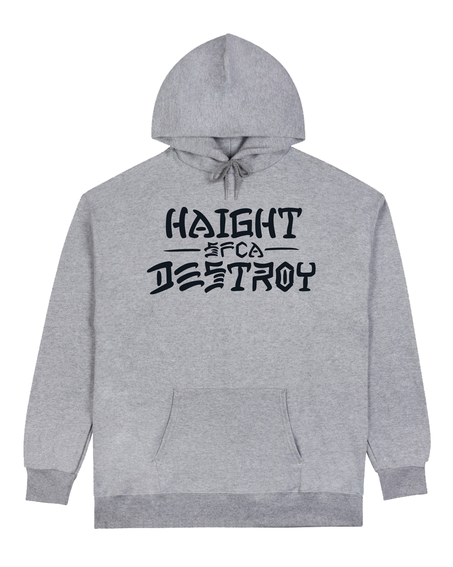Thrasher Haight Destroy felpa cappuccio grigio melange