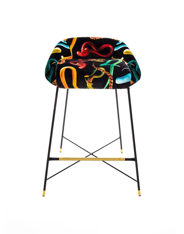 TOILETPAPER sgabello alto Revolver 58x60 h92 cm imbottito