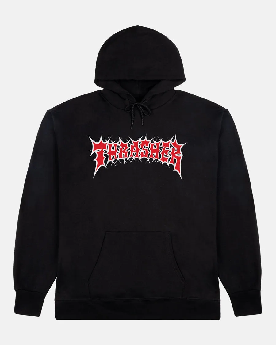Thrasher Spikey Hoodie felpa nera con cappuccio in cotone