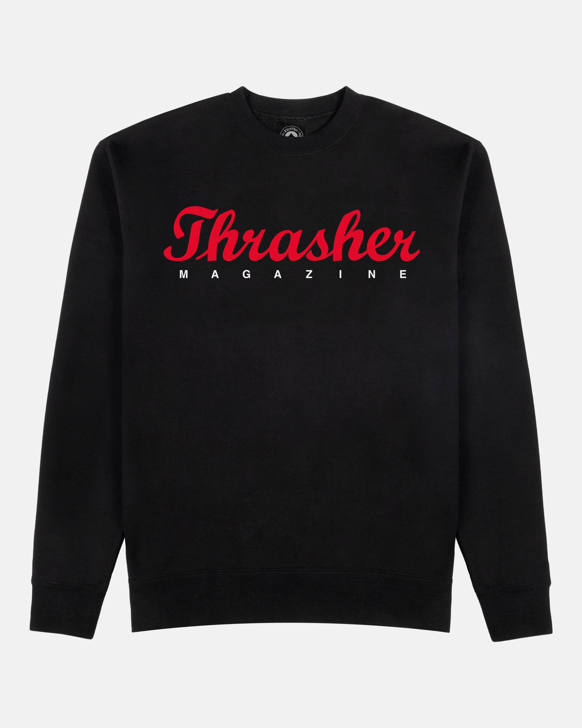 Thrasher Script Crewneck felpa girocollo nera cotone
