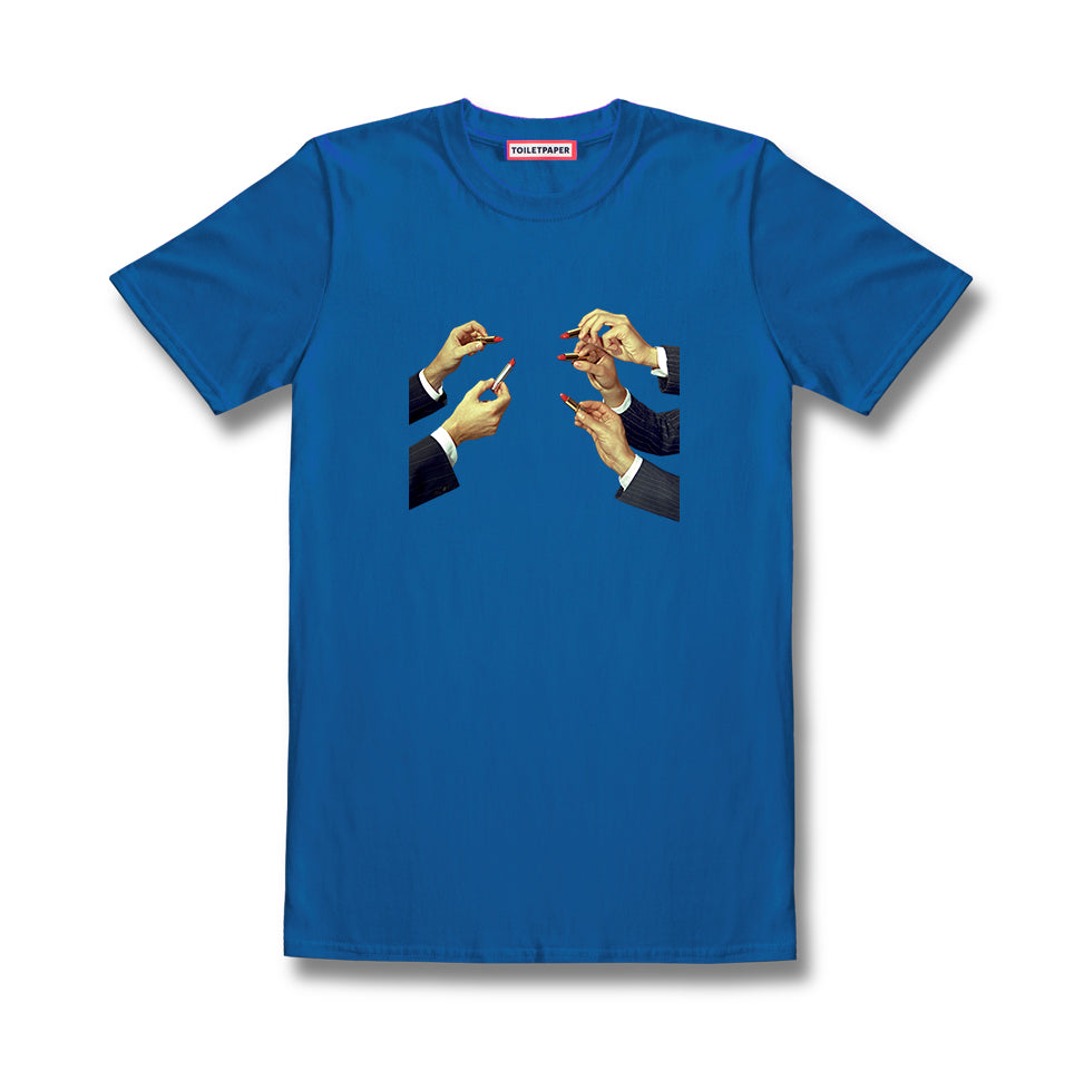 TOILETPAPER Lipstick t-shirt cotone bianca rossetti