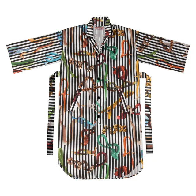 TOILETPAPER Snakes Stripes camicia da notte cotone satin S/M-L/XL