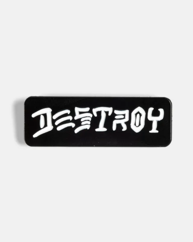 Thrasher Destroy spilla nera smalto 3,8 cm