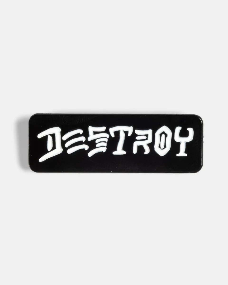 Thrasher Destroy spilla nera smalto 3,8 cm