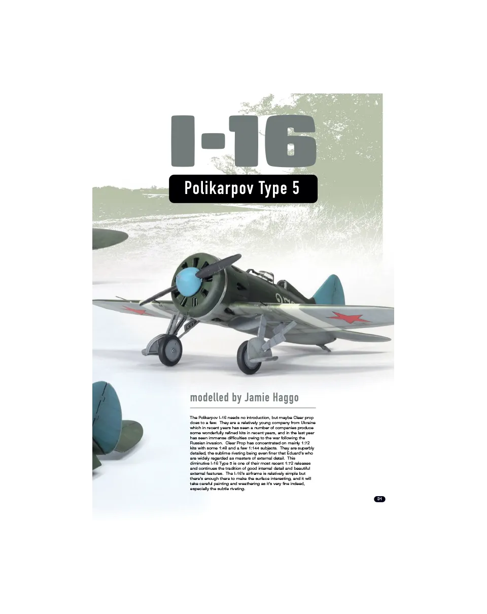 AFV Modeller AIR109 articolo PDF I-16 Clear Prop 1:72