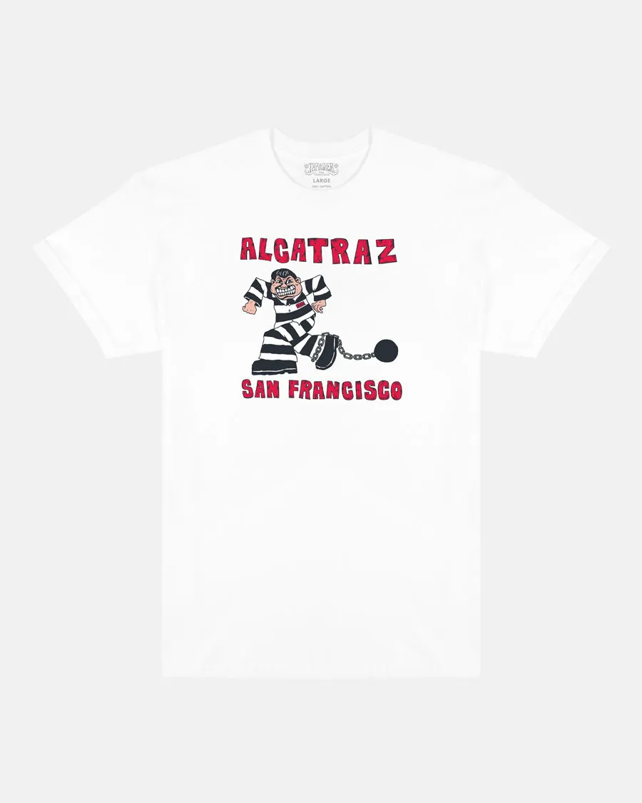 Thrasher Alcatraz Gigliotti t-shirt bianca disegno carcere