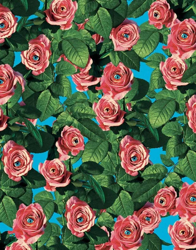 TOILETPAPER Eyes & Roses carta da parati bianca 200x310 cm