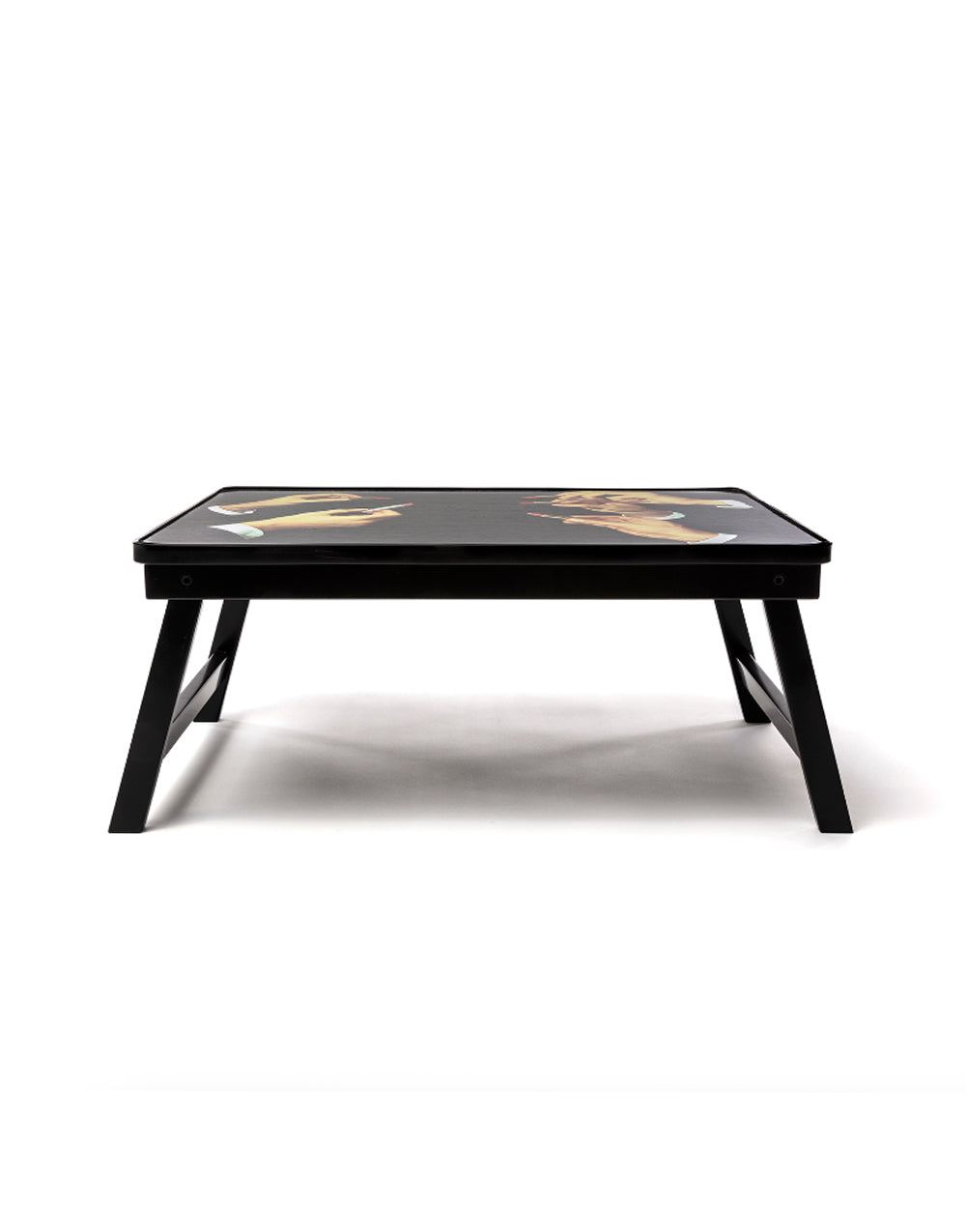 TOILETPAPER Sofa Tray vassoio legno gambe pieghevoli 56x38 cm