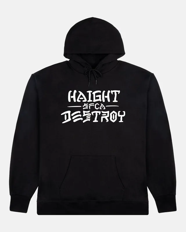 Thrasher Haight and Destroy felpa nera cappuccio