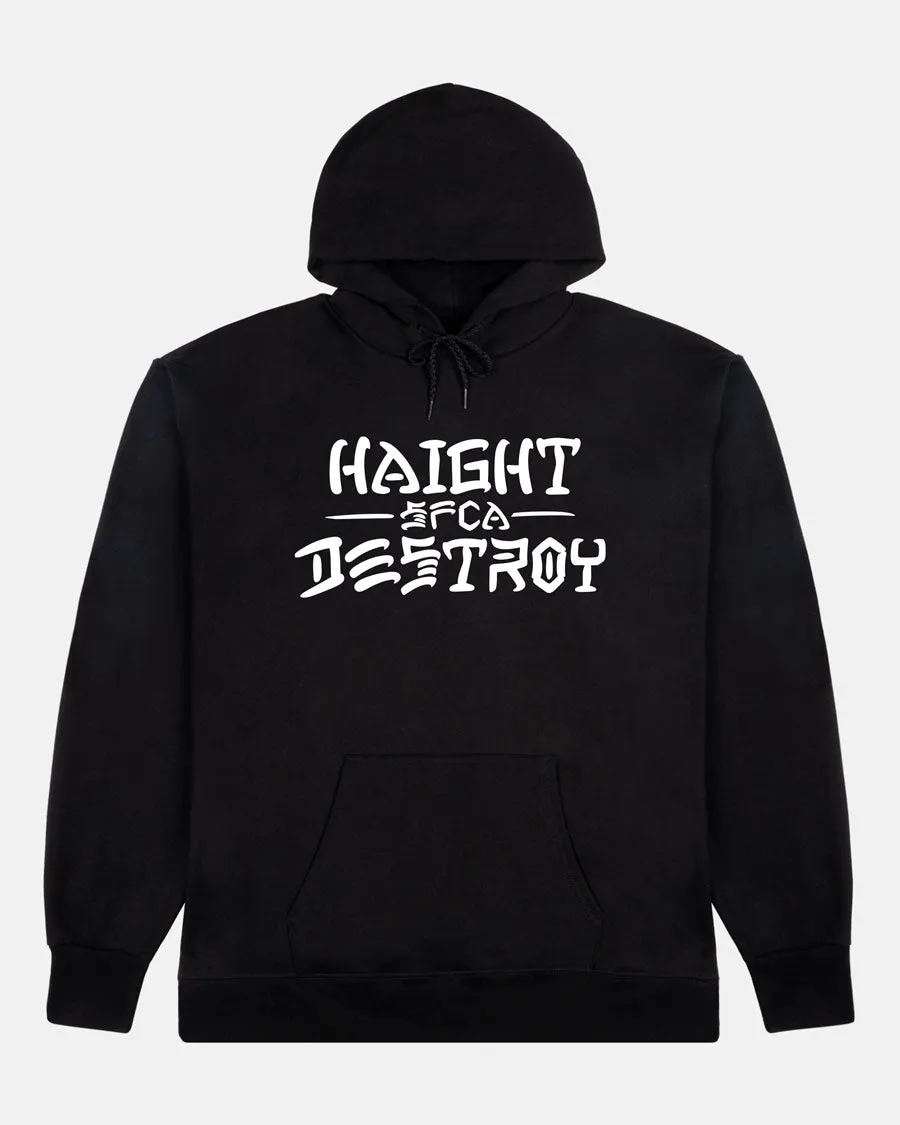 Thrasher Haight and Destroy felpa nera cappuccio