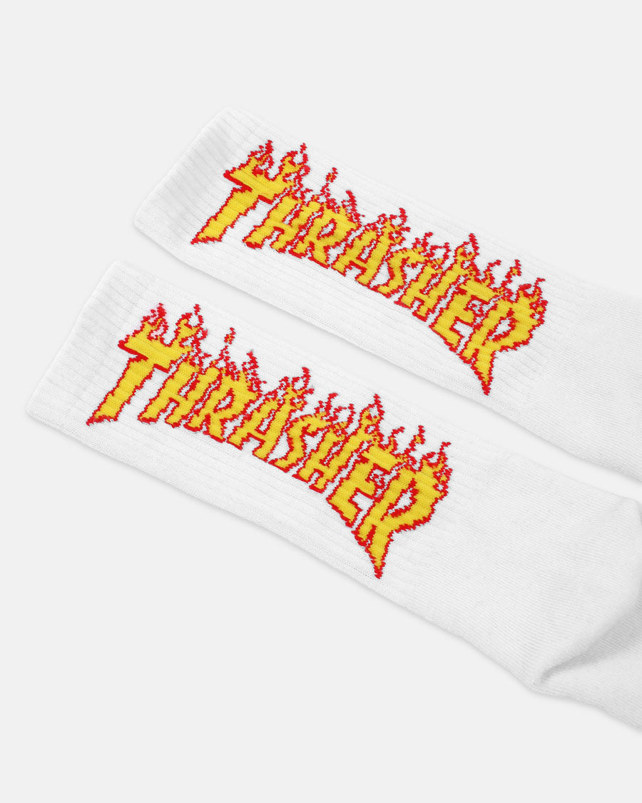 Thrasher Flame calzini bianchi taglia unica
