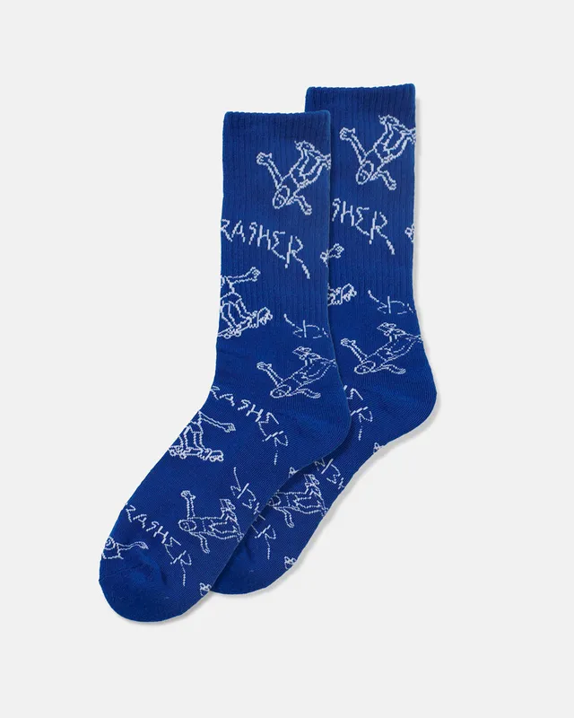 Thrasher Gonz Crew calzini blu bianco cotone
